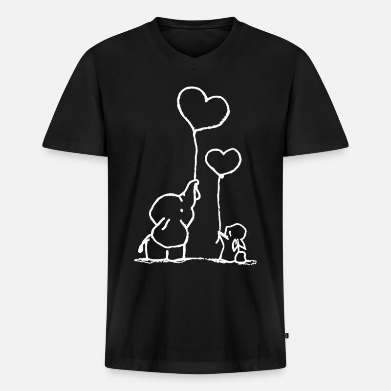 Hase und Elefant süß - Männer Premium Bio T-Shirt mit V-Ausschnitt - Schwarz
