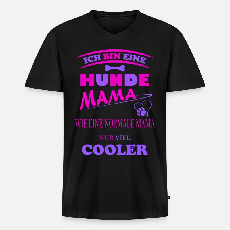 Hunde Mama Knochen - Männer Premium Bio T-Shirt mit V-Ausschnitt - Schwarz