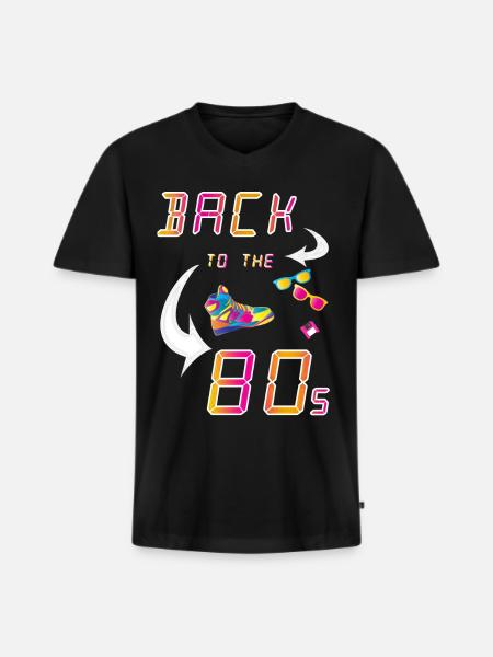 Back to the 80's - Men's Premium Organic T-shirt with V-neck - black