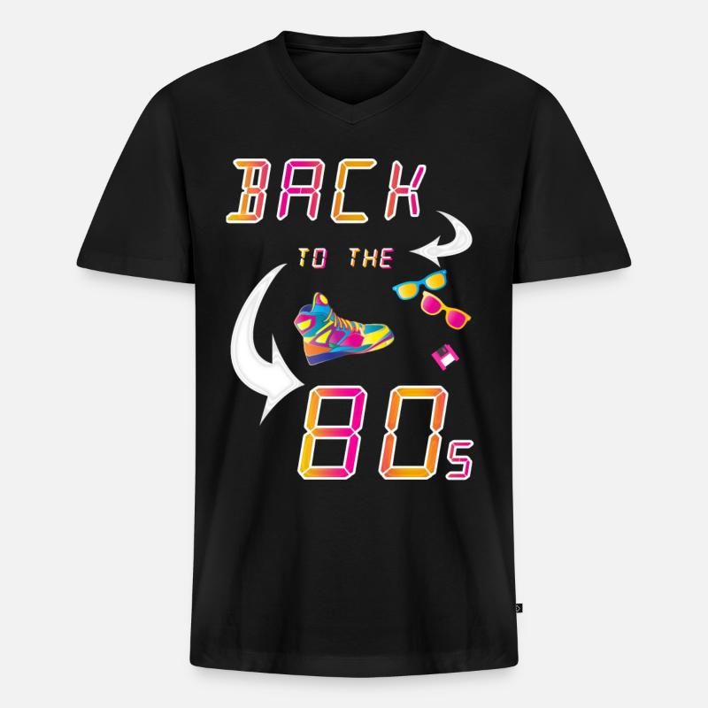 Back to the 80´s - Männer Premium Bio T-Shirt mit V-Ausschnitt - Schwarz
