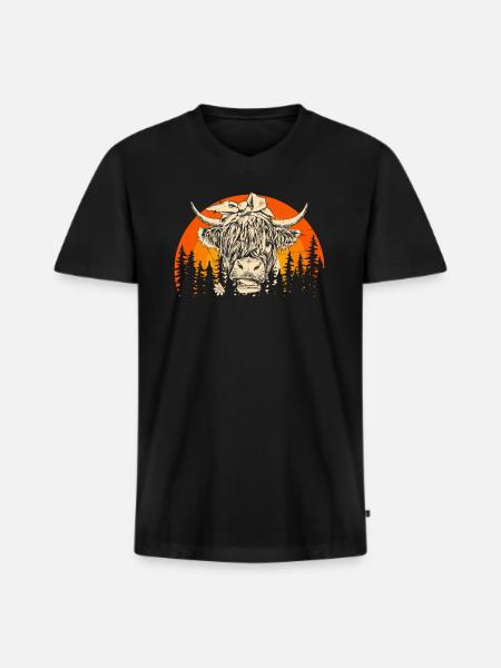 Scottish Highland Highland Cattle Highland - Men's Premium Organic T-shirt with V-neck - black