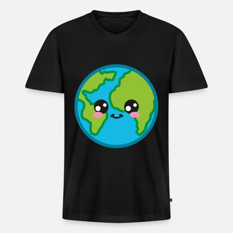 Welt Kawaii Süß - Männer Premium Bio T-Shirt mit V-Ausschnitt - Schwarz