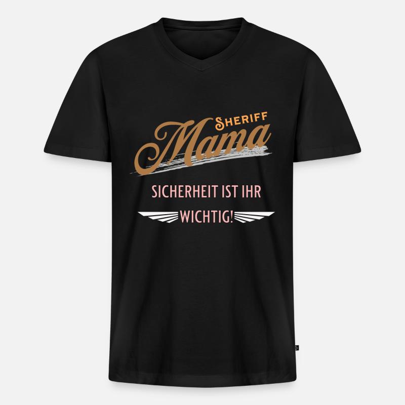 Mama Sheriff Mutter Mami Ehefrau - Männer Premium Bio T-Shirt mit V-Ausschnitt - Schwarz