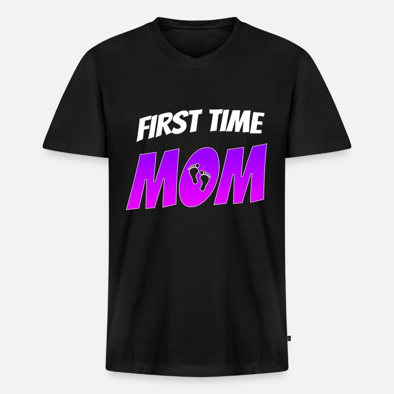 Mama Mutter Schwanger - Männer Premium Bio T-Shirt mit V-Ausschnitt - Schwarz