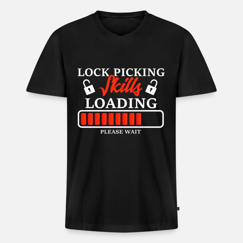 Locks crack Locksmith Lock cracking - Men's Premium Organic T-shirt with V-neck - black