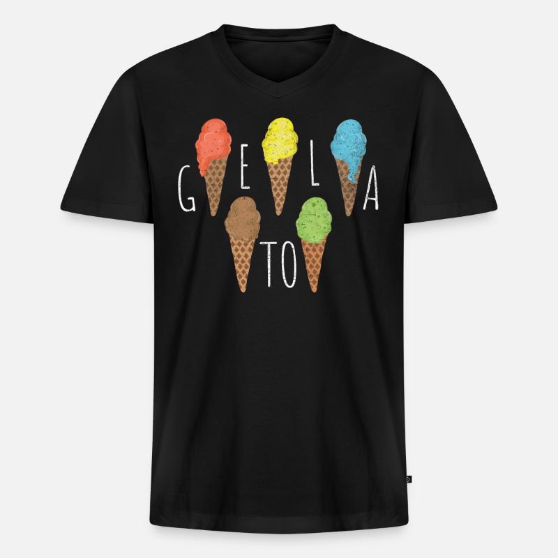 Eis - Männer Premium Bio T-Shirt mit V-Ausschnitt - Schwarz