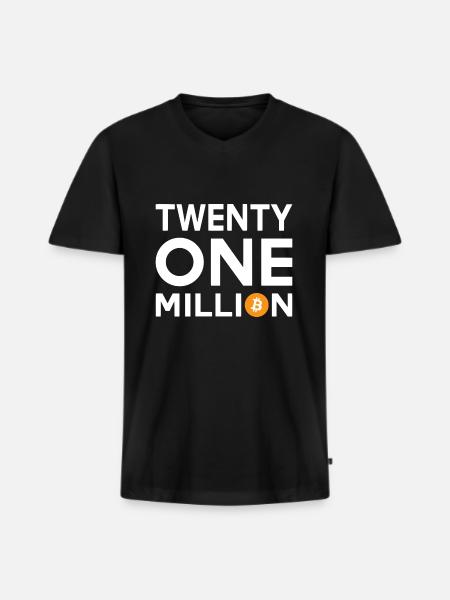 Bitcoin Twenty One Million - Men's Premium Organic T-shirt with V-neck - black