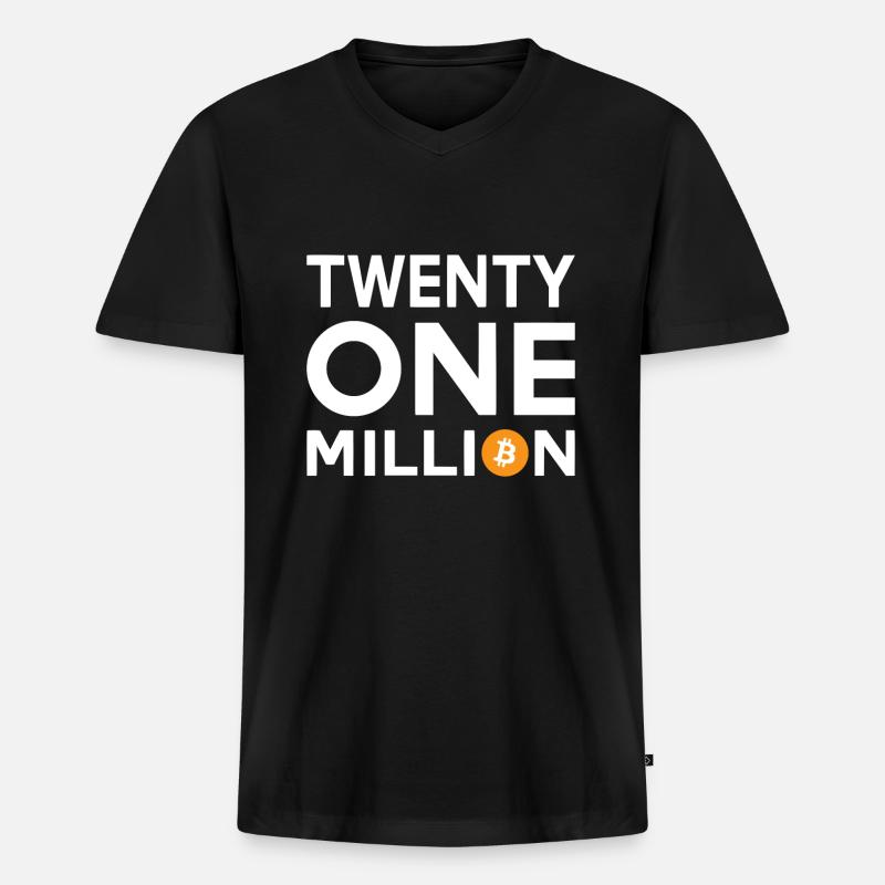 Bitcoin Twenty One Million - Männer Premium Bio T-Shirt mit V-Ausschnitt - Schwarz