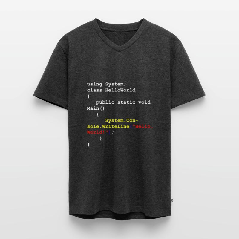 Hello World C # Sharp developer program gift Men's Premium Organic T-shirt with V-neck