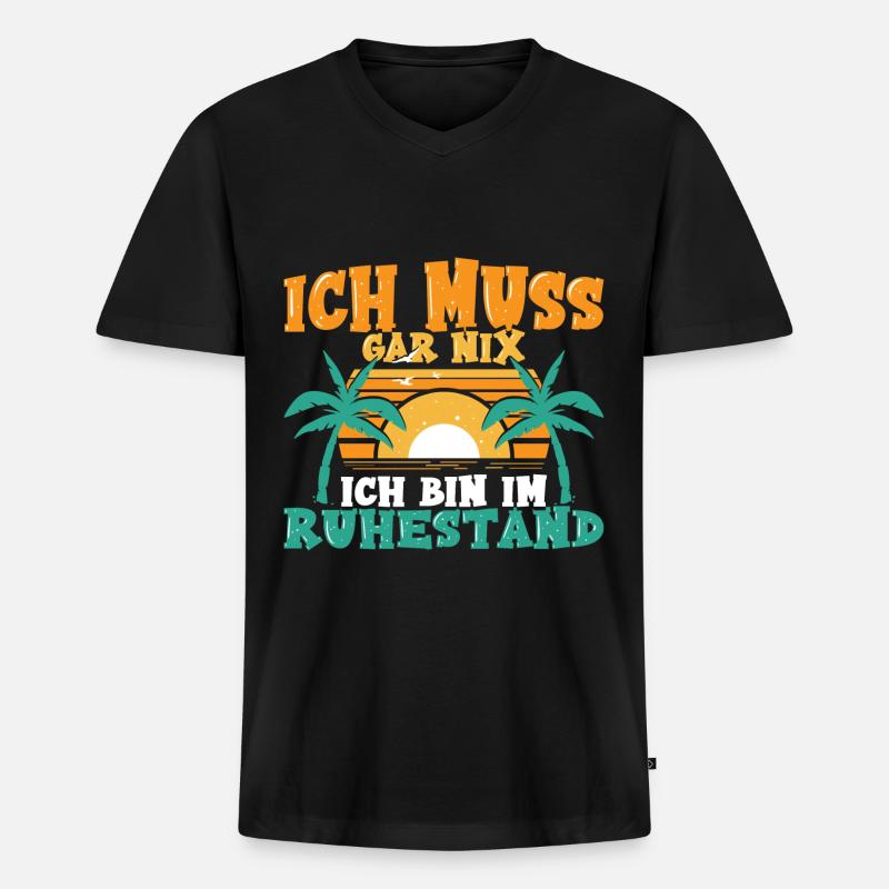 Rente Ruhestand - Männer Premium Bio T-Shirt mit V-Ausschnitt - Schwarz