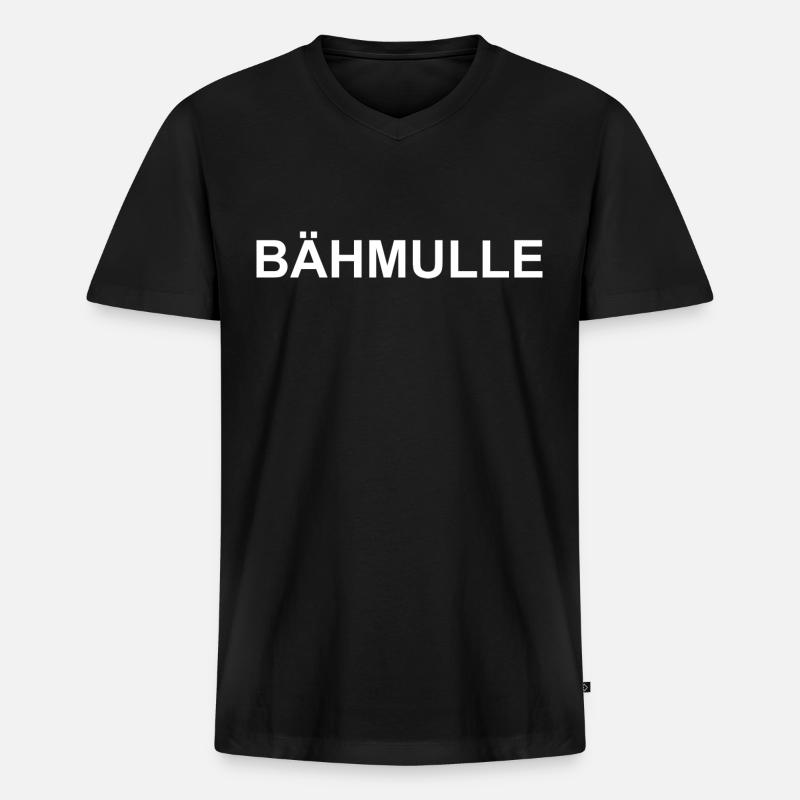 Bähmulle - Männer Premium Bio T-Shirt mit V-Ausschnitt - Schwarz