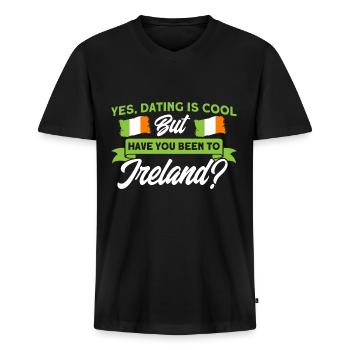 Drapeau irlandais Irlande Cadeau aux racines irlandaises - T-shirt encolure en V Premium bio Homme - noir - Devant - Nico (187cm)