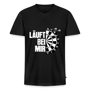 Dart Läuft Bei Mir Lustig - Männer Premium Bio T-Shirt mit V-Ausschnitt - Schwarz - Vorne - Nico (187cm)