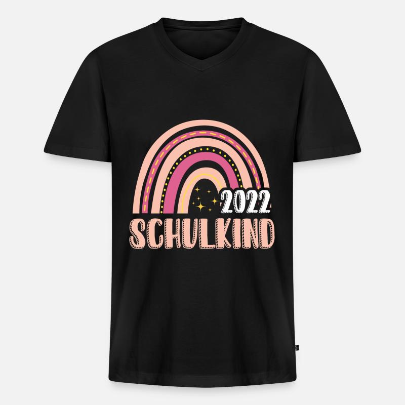 Mädchen Schulkind 2022 Regenbogen - Männer Premium Bio T-Shirt mit V-Ausschnitt - Schwarz