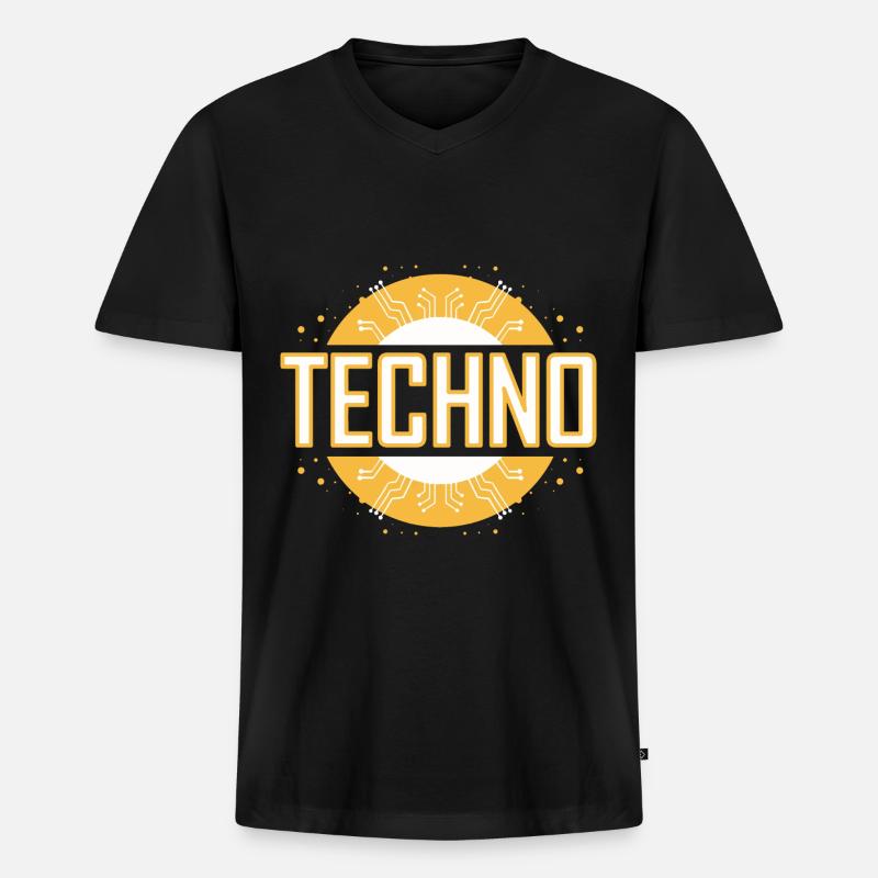 Techno - Männer Premium Bio T-Shirt mit V-Ausschnitt - Schwarz
