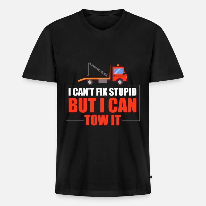 Abschleppwagen Abschleppdienst Abschlepper - Männer Premium Bio T-Shirt mit V-Ausschnitt - Schwarz