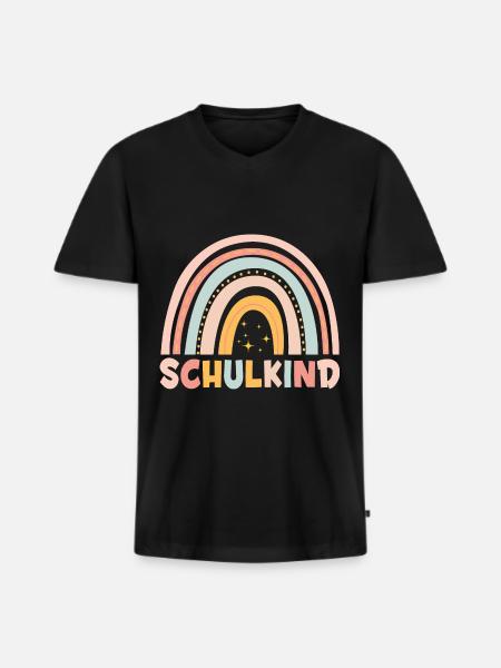 Schulkind Bunter Regenbogen - Männer Premium Bio T-Shirt mit V-Ausschnitt - Schwarz