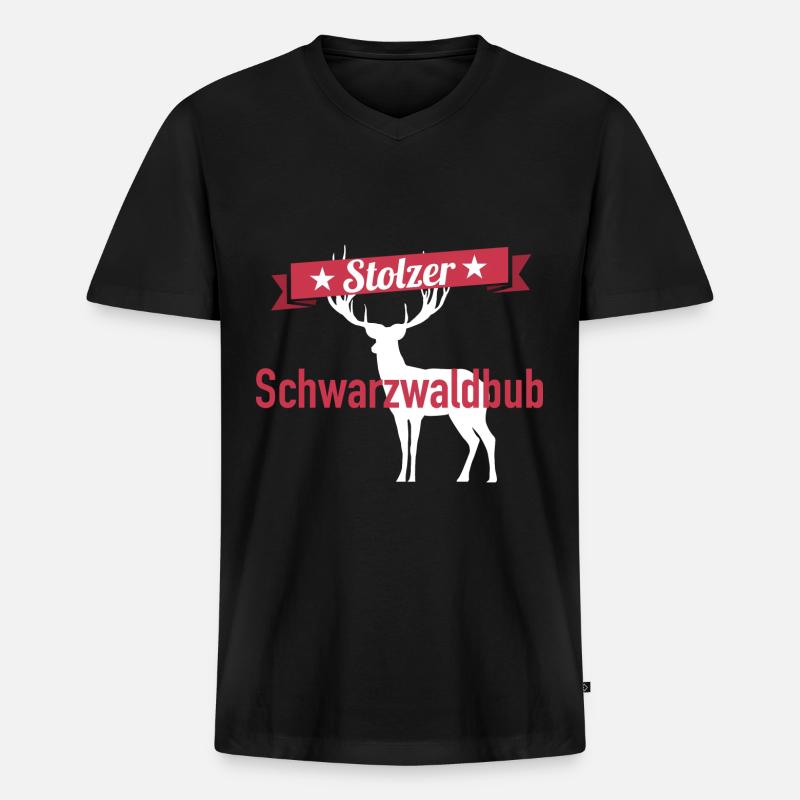 Stolzer Schwarzwaldbub Schwarzwald Design - Männer Premium Bio T-Shirt mit V-Ausschnitt - Schwarz