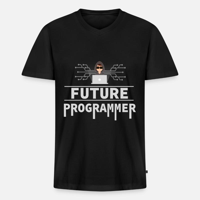 Programmierer Coder Software Entwickler - Männer Premium Bio T-Shirt mit V-Ausschnitt - Schwarz