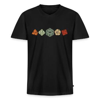 Pen and Paper RPG GAMER Wuerfel Sammlung RETRO - Männer Premium Bio T-Shirt mit V-Ausschnitt - Schwarz - Vorne - Nico (187cm)