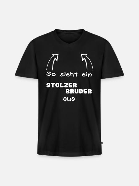Stolzer Bruder - Männer Premium Bio T-Shirt mit V-Ausschnitt - Schwarz