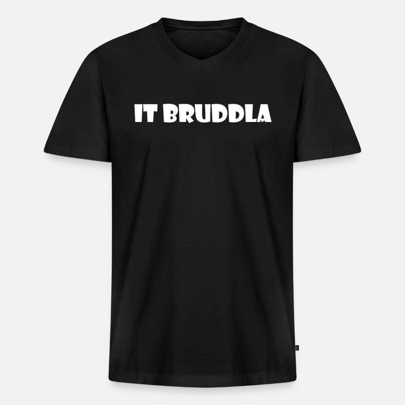 It bruddla - Männer Premium Bio T-Shirt mit V-Ausschnitt - Schwarz