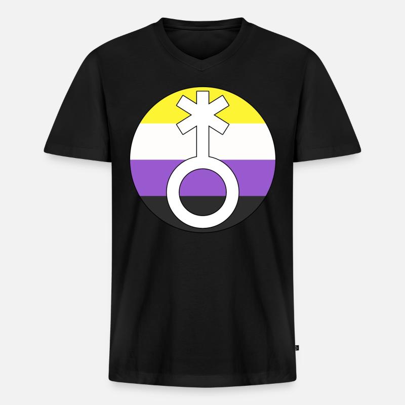 Symbol Nonbinary Non-Binary Nonbinary Gender - Men's Premium Organic T-shirt with V-neck - black
