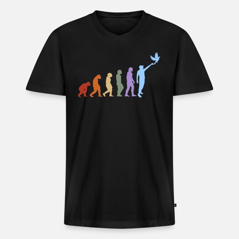 Taubenzüchter Taubensport Brieftauben Evolution - Männer Premium Bio T-Shirt mit V-Ausschnitt - Schwarz