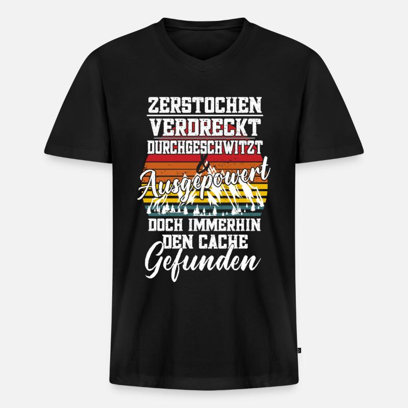 Den Cache Gefunden - Männer Premium Bio T-Shirt mit V-Ausschnitt - Schwarz