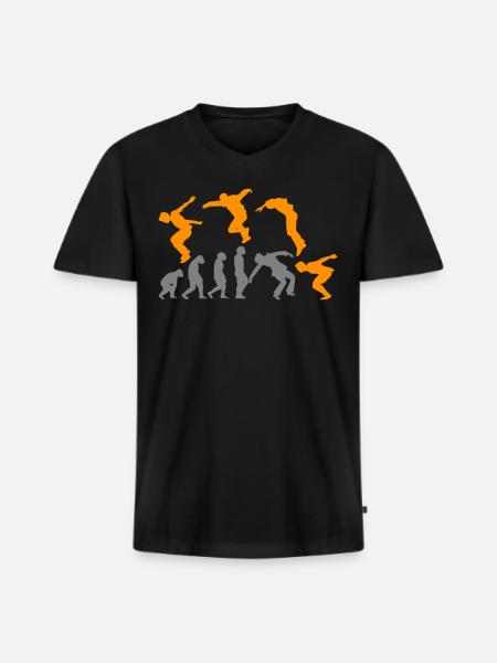 Parkour Parkourläufer Hindernisparkour Evolution - Männer Premium Bio T-Shirt mit V-Ausschnitt - Schwarz