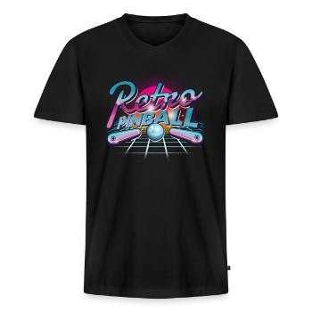 Flipper Flipperautomat Arcade Retro Spieleautomat - Männer Premium Bio T-Shirt mit V-Ausschnitt - Schwarz - Vorne - Nico (187cm)
