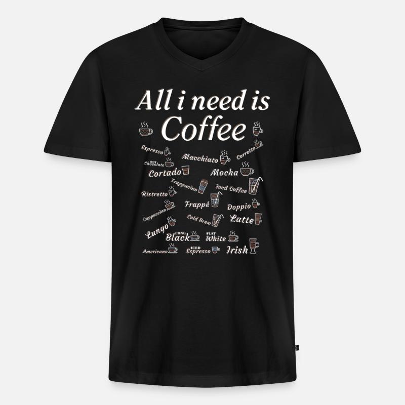 Kaffee Sammlung Kaffeetrinker Kaffeeliebhaber - Männer Premium Bio T-Shirt mit V-Ausschnitt - Schwarz