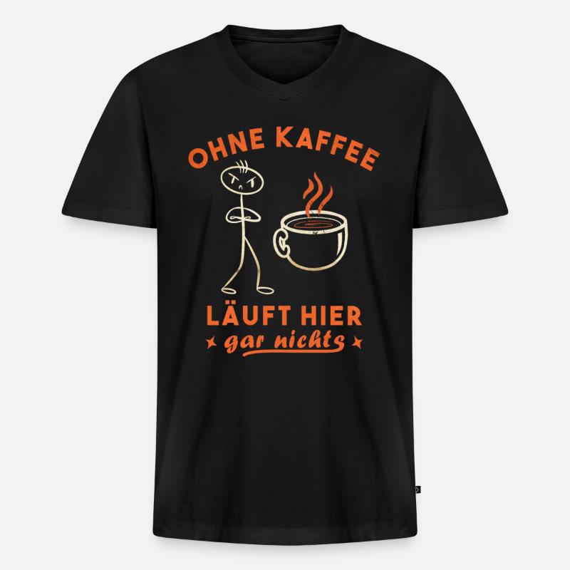 Kaffeetrinker Morgenmuffel Kaffeeliebhaber - Männer Premium Bio T-Shirt mit V-Ausschnitt - Schwarz