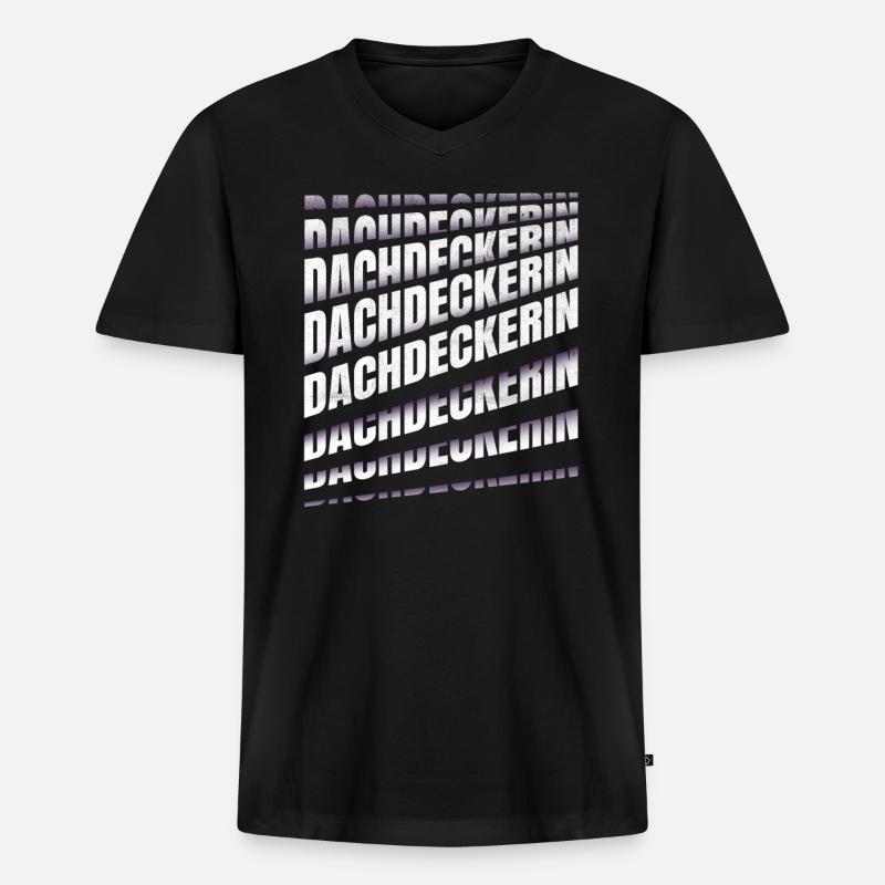 Dachdecker Spruch Handwerker Dachdeckerin - Männer Premium Bio T-Shirt mit V-Ausschnitt - Schwarz