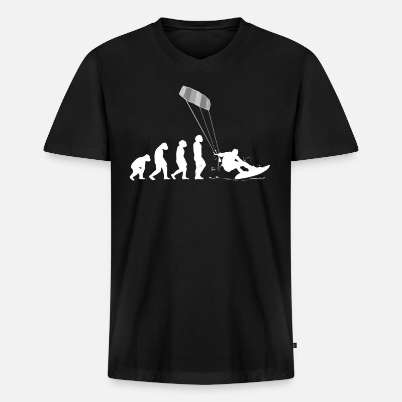 Kitesurf Kiteboard Kitesurfing Kite-Surf Evolution - T-shirt encolure en V Premium bio Homme - noir