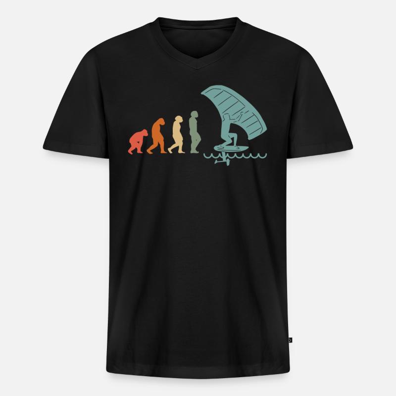 Wingfoil-Surfer Wingfoiling Hydrofoil Evolution - Männer Premium Bio T-Shirt mit V-Ausschnitt - Schwarz