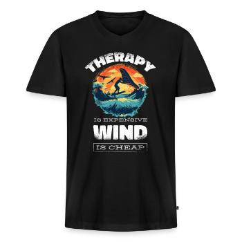 Wingfoil Surfer Accessoires de wingfoil Wing-foil - T-shirt encolure en V Premium bio Homme - noir - Devant - Nico (187cm)
