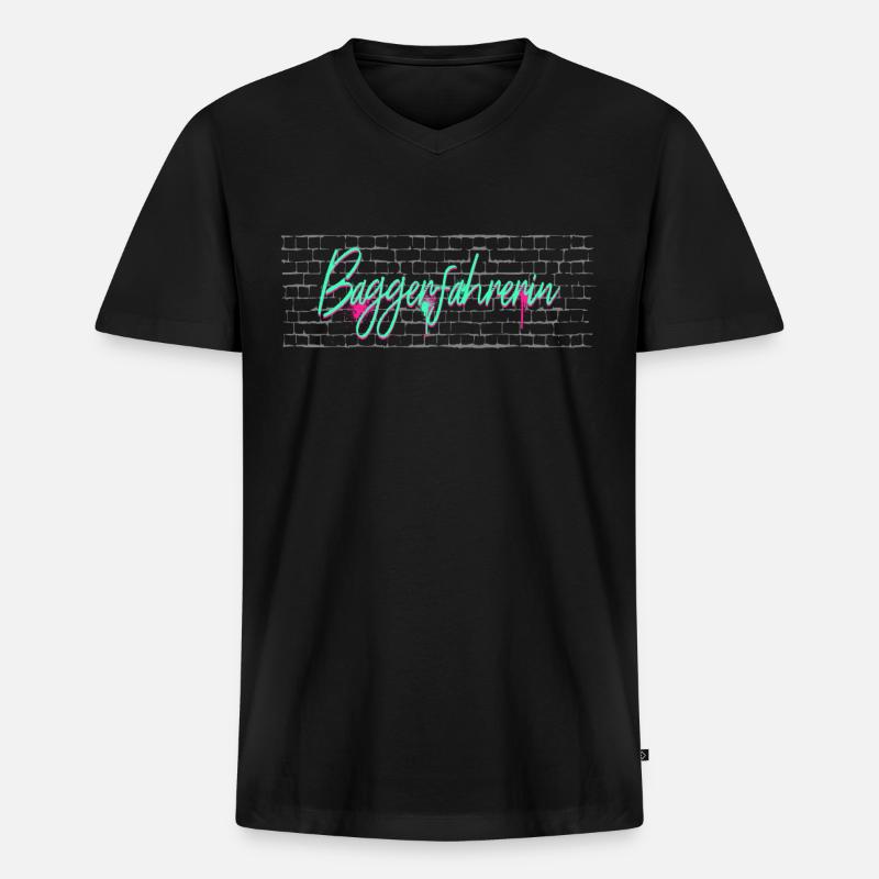 Bagger-Fahrer Abschluss-Geschenk Baggerfahrerin - Männer Premium Bio T-Shirt mit V-Ausschnitt - Schwarz