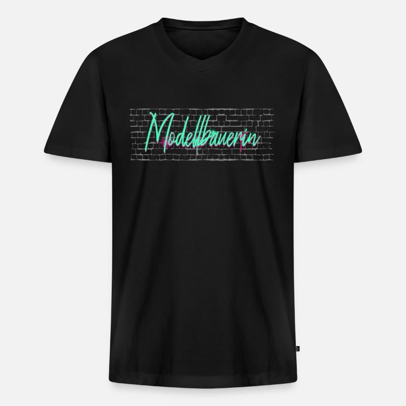 Technischer Abschluss-Geschenk Modellbauerin - Männer Premium Bio T-Shirt mit V-Ausschnitt - Schwarz
