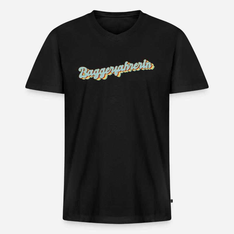 Bagger-Fahrer Abschluss-Geschenk Baggerfahrerin - Männer Premium Bio T-Shirt mit V-Ausschnitt - Schwarz