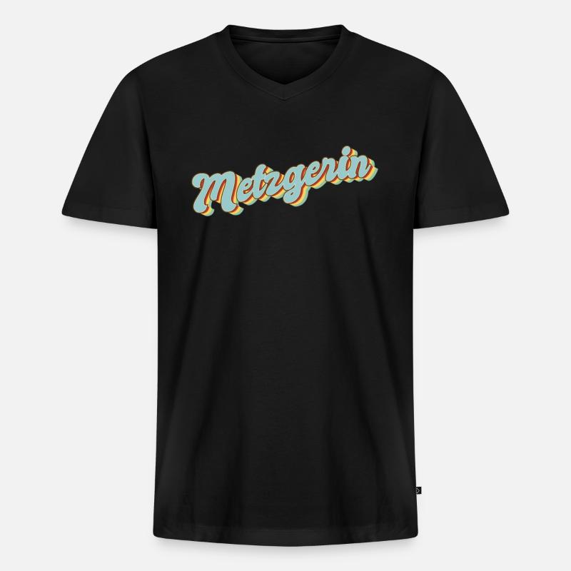 Fleischer Abschluss-Geschenk Metzgerin - Männer Premium Bio T-Shirt mit V-Ausschnitt - Schwarz