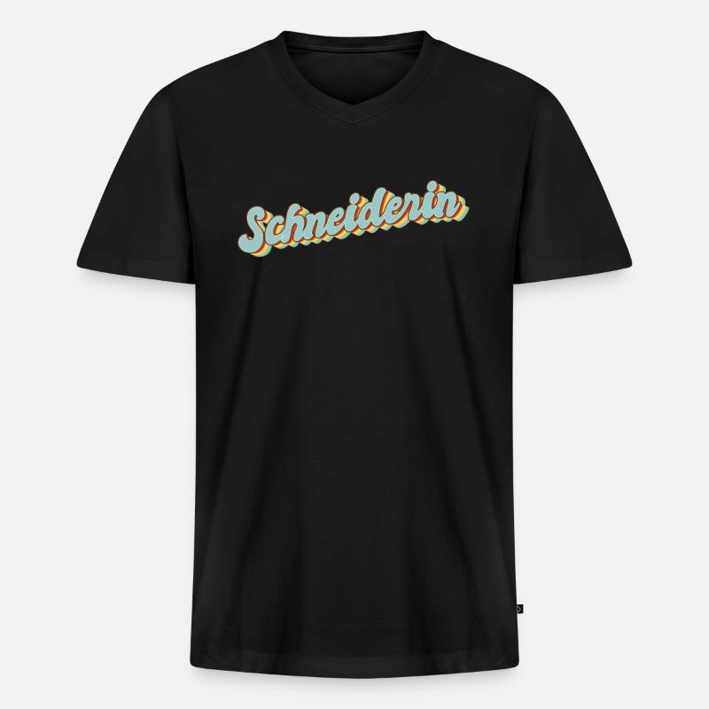 Schneidern Abschluss-Geschenk Textil-Schneiderin - Männer Premium Bio T-Shirt mit V-Ausschnitt - Schwarz