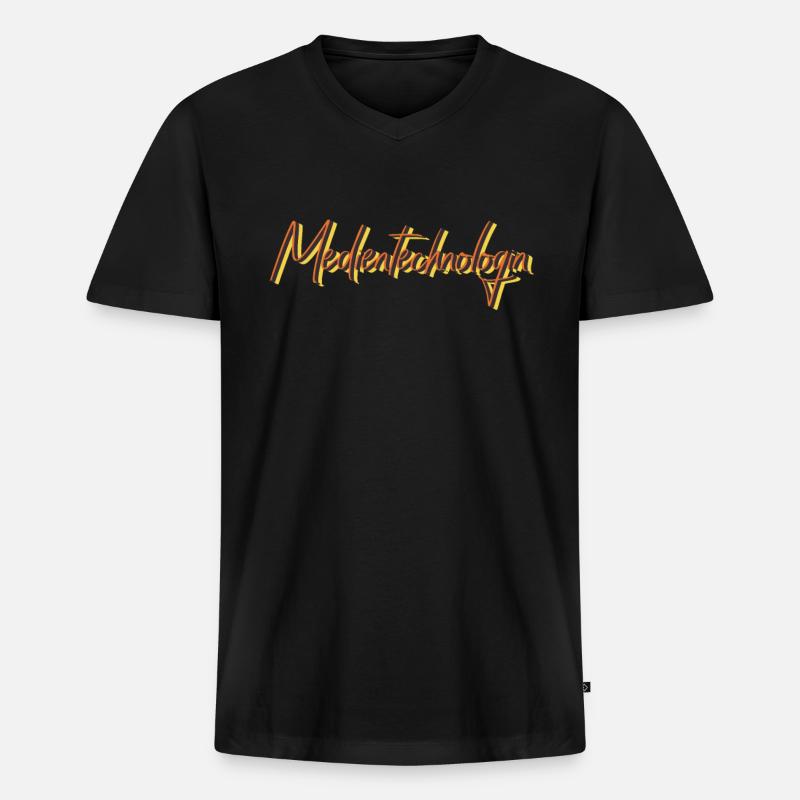 Drucker Abschluss-Geschenk Medientechnologin - Männer Premium Bio T-Shirt mit V-Ausschnitt - Schwarz