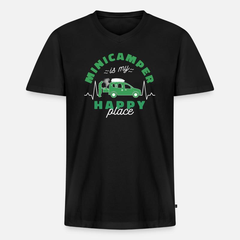 Minicamper Happy Camping-Camper Microcamper - Männer Premium Bio T-Shirt mit V-Ausschnitt - Schwarz