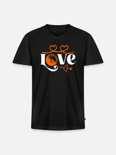 Minicamper Lover Herzen Camping-Camper Microcamper - Männer Premium Bio T-Shirt mit V-Ausschnitt - Schwarz