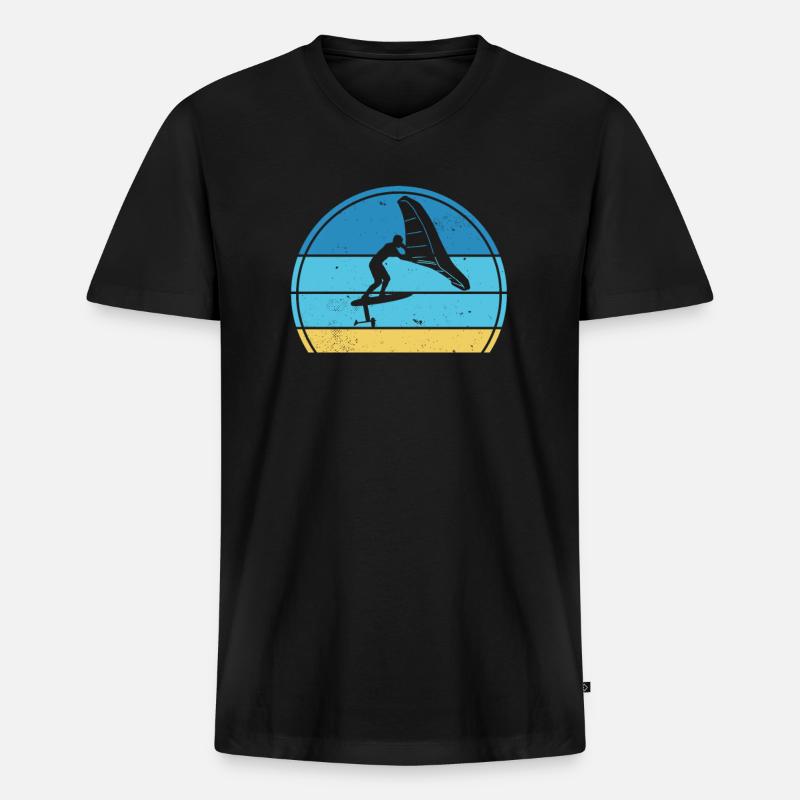 Wingfoil-Surfer Wingfoiling Hydrofoil Kitefoil - Männer Premium Bio T-Shirt mit V-Ausschnitt - Schwarz
