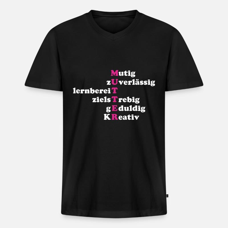 Mutter Eigenschaften - Männer Premium Bio T-Shirt mit V-Ausschnitt - Schwarz