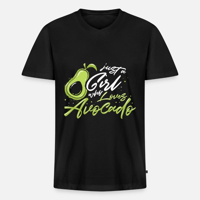 Avocado - Männer Premium Bio T-Shirt mit V-Ausschnitt - Schwarz