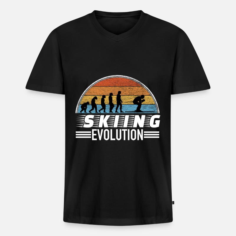 Skier saying evolution - Men's Premium Organic T-shirt with V-neck - black