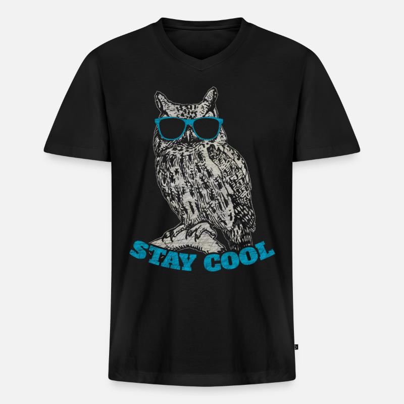 Eule - Männer Premium Bio T-Shirt mit V-Ausschnitt - Schwarz